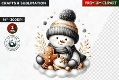 Snowman clipart, Black and Gold Christmas PNG, winter sports Product Image 1