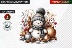 Snowman clipart, Elegant Christmas png, winter clipart Product Image 1