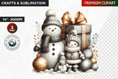 Snowman clipart, Elegant Christmas png, winter clipart Product Image 1