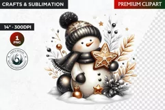 Snowman clipart, Elegant Christmas png, winter clipart Product Image 1