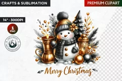 Snowman clipart, Elegant Christmas png, winter clipart Product Image 1