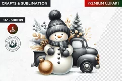Snowman clipart, Elegant Christmas png, winter clipart Product Image 1