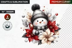 Snowman clipart, Elegant Christmas png, winter clipart Product Image 1