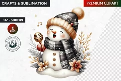 Snowman clipart, Elegant Christmas png, winter clipart Product Image 1