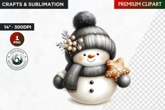 Snowman clipart, Elegant Christmas png, winter clipart Product Image 1