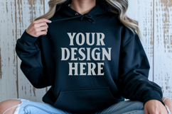 Black Gildan 18500 Hoodie Mockup, G18000 Hoodie Model mockup Product Image 1