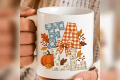 Fall Pumpkin PNG, Vintage Floral Plaid Autumn Design Product Image 4