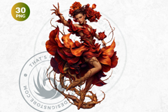 Botanical Spirits Clipart Set, mystical floral goddess PNG Product Image 10