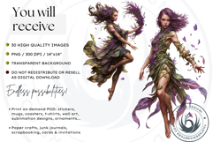 Botanical Spirits Clipart Set, mystical floral goddess PNG Product Image 2