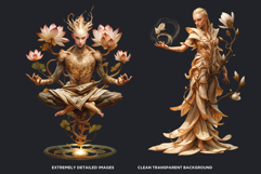 Botanical Spirits Clipart Set, mystical floral goddess PNG Product Image 3