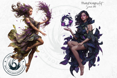 Botanical Spirits Clipart Set, mystical floral goddess PNG Product Image 5