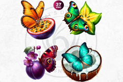 Vibrant Butterfly Fruit PNG, Tropical Summer Clipart Product Image 3