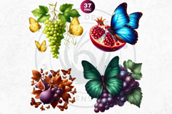 Vibrant Butterfly Fruit PNG, Tropical Summer Clipart Product Image 6