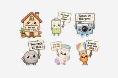 Funny Motivational Object Clipart Bundle, Cute Kawaii Product Image 3