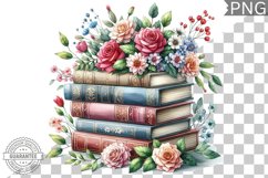 Books Flowers Sublimation- Clipart PNG Design Product Image 1
