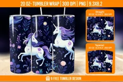 Unicorn Milkyway Tumbler Wrap Designs, Sublimation Wrap Product Image 1