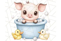 Farm Animal Babies in Bubble Bath PNG, Nursery Clipart Product Image 2