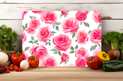 Watercolor Pink Rose Flower Cutting Board | Cutting Board Product Image 4