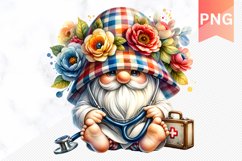 Floral Nurse Gnome Sublimation - Gnome Clipart Design Product Image 1