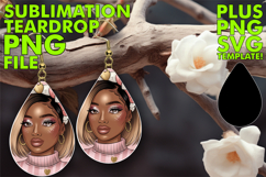 Joyful Teardrop Earrings GIFT PNG, Afro Girl Product Image 1