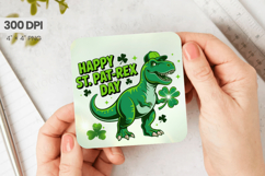 Happy St Pat-Rex Day Cute Dinosaur Square Coaster PNG Sublim Product Image 1