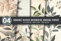 Vintage Muted Botanical Digital Paper Product Image 1