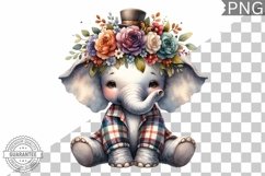 Floral Crown Elephant Sublimation - Clipart Bundle Product Image 6