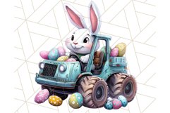 Pastel Easter Construction Clipart, Bunny Truck PNG Product Image 3