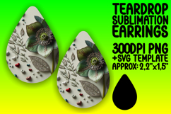 Playful Teardrop Earrings Template PNG , 3D Flower Product Image 1