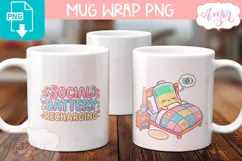 Social Battery mug wrap sublimation, Mental health mug Product Image 2
