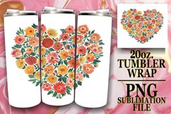 Spring Heart of Flowers Tumbler Wrap Sublimation 20oz Product Image 1