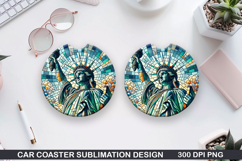 Liberty Car Coaster Sublimation| 4th Of July Coaster PNG Product Image 1