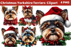 Christmas Yorkshire Terriers Clipart PNG Product Image 1