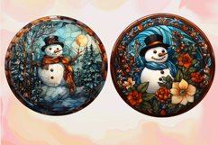 Snowman stained glass ,Christmas Clipart Product Image 6