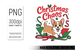 Cute Christmas Dog, Animal Sublimation Clipart PNG Product Image 1