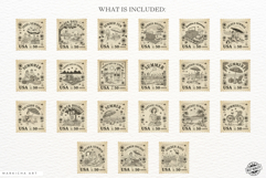Vintage 1950 Summer Postage Stamp Bundle Product Image 4