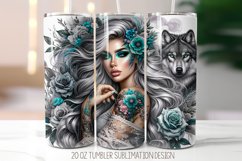 Floral Girl Tumbler Sublimation Design | 20oz Skinny Tumbler Product Image 1