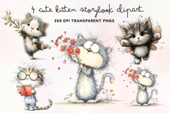 Cute Kitten Storybook Clipart PNG Product Image 1