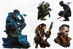 CyberPunk Character Clipart Set,Post-Apocalyptic sublimation Product Image 6