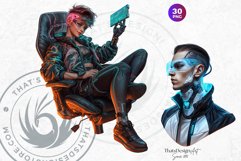 CyberPunk Character Clipart Set,Post-Apocalyptic sublimation Product Image 7