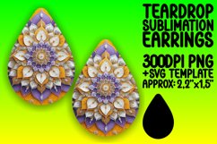 Chic Teardrop Sublimation Design for Earrings , Mandala Product Image 1