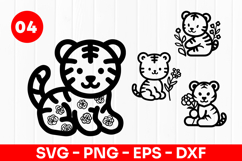 Cute Tiger Cartoon Jungle Animal SVG PNG Product Image 1
