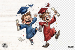 Graduation Girl and Boy PNG - Graduation Clipart Product Image 1