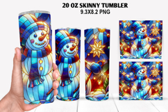 Snowman Skinny Tumbler 20oz Wrap Design, Christmas Tumbler Product Image 1