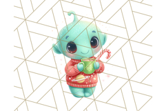 Alien Christmas Clipart, Cute Outer Space Holiday PNG Product Image 2