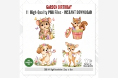 Garden Birthday Clipart | 11 PNG Files | Cute Garden Animals Product Image 4