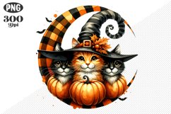 Halloween Cat And Pumpkin Sublimation - Clipart PNG Design Product Image 1