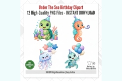 Under The Sea Birthday Clipart PNG, 12 Cute Ocean Animal Product Image 3
