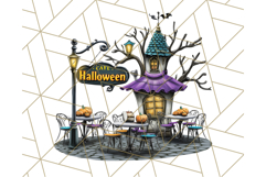 Halloween Buildings Clipart PNG, Haunted Houses Art Product Image 2