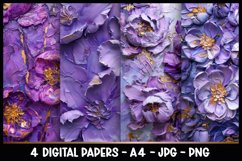 4 Beautiful 3D Flowers Digital Papers I Junk Journal Pages Product Image 1